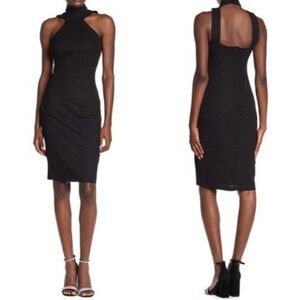 BEBE Black Halter Double Strap Bodycon Dress Size 00